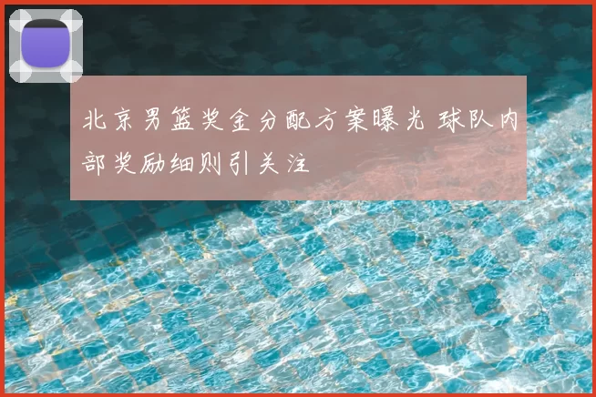 北京男篮奖金分配方案曝光 球队内部奖励细则引关注